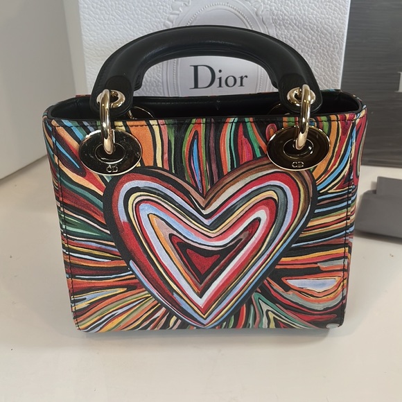 Lady Dior MiniHeart Design multicolor leather Limited Edition Purse/Crossbody - Picture 3 of 10